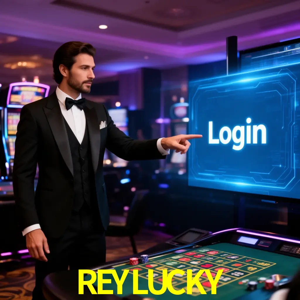 REYLUCKY Login - OTP, cuenta y soporte Pantalla REYLUCKY Login con OTP, contraseña, cuenta segura y soporte móvil